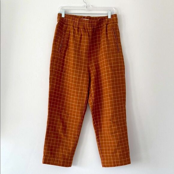 Madewell Brown Wide Legged Checkered Flannels Pants Pockets - Gently Used - Picture 2 of 14